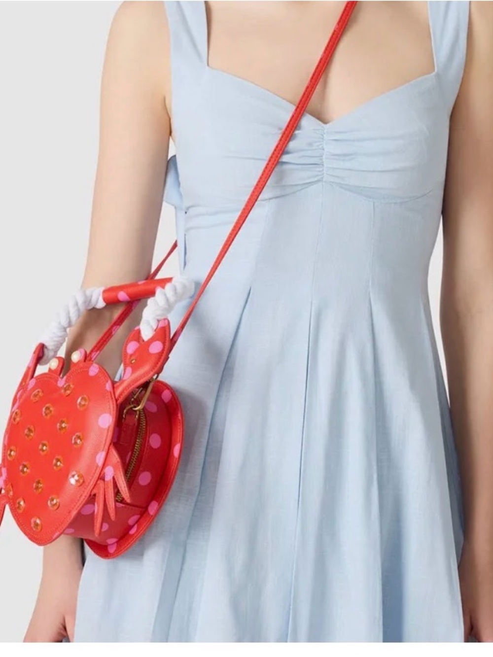 Betsey Johnson Red Pink Crab Heart Crossbody Bag - Picture 6 of 7